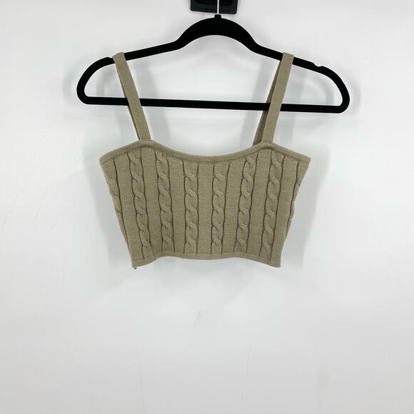 Altar'd State Tops - Altar'd State Cropped Tank Top S Tan Cable Knit Sweater Boho Preppy Y2K